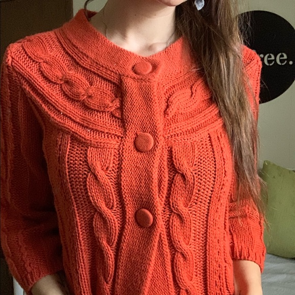 💛 CATO burnt orange knit 3 button cardigan - Picture 9 of 13